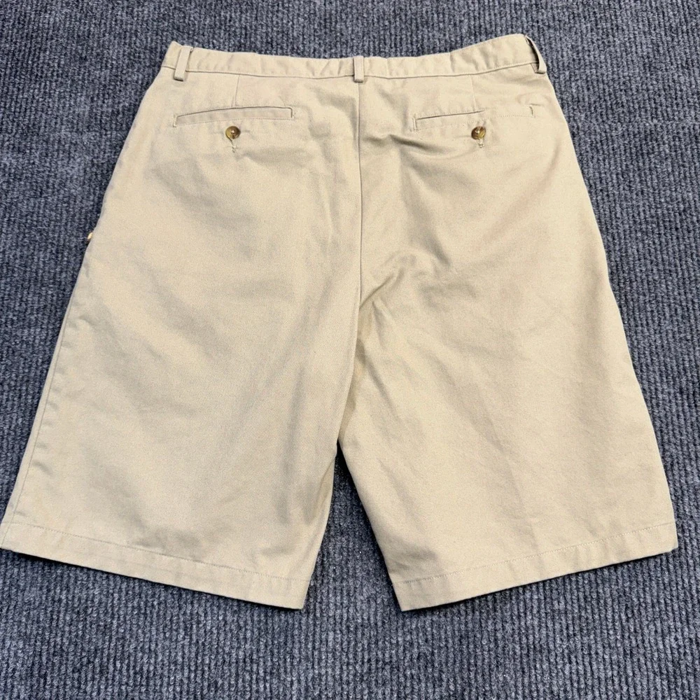 Dennis Uniform Mens Khaki Chino Short Tan 040720 Size 38 Cotton Blend Flat Front